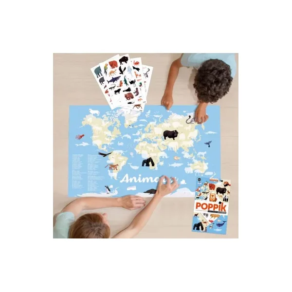 Kit Poppik Animaux du Monde | Poster Géant et Stickers | 5-10 ans