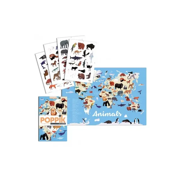 Kit Poppik Animaux du Monde | Poster Géant et Stickers | 5-10 ans