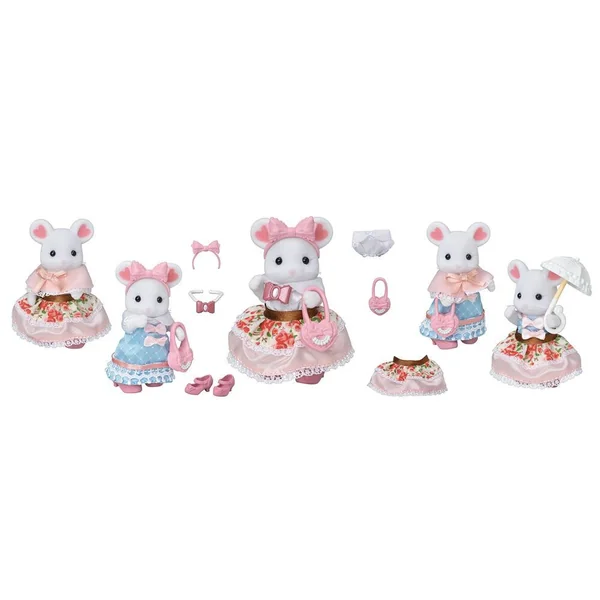 LA VALISETTE DE MODE ET GRANDE SOEUR SOURIS MARSHMALLOW - SYLVANIAN SET BOUTIQUES