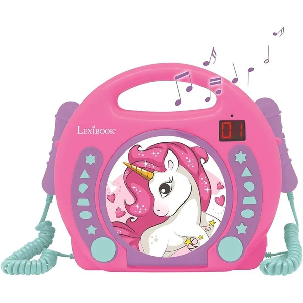 LECTEUR CD PORTABLE AVEC 2 MICROPHONES COLORIS LICORNE