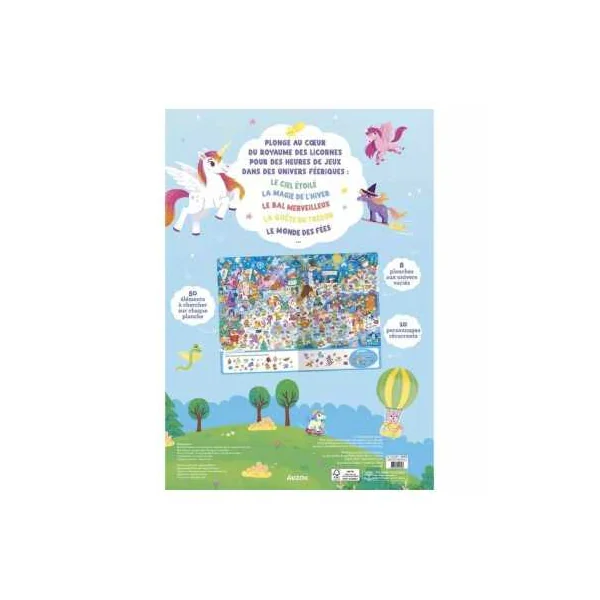 Livre Cherche et trouve géant Au royaume des licornes - Auzou