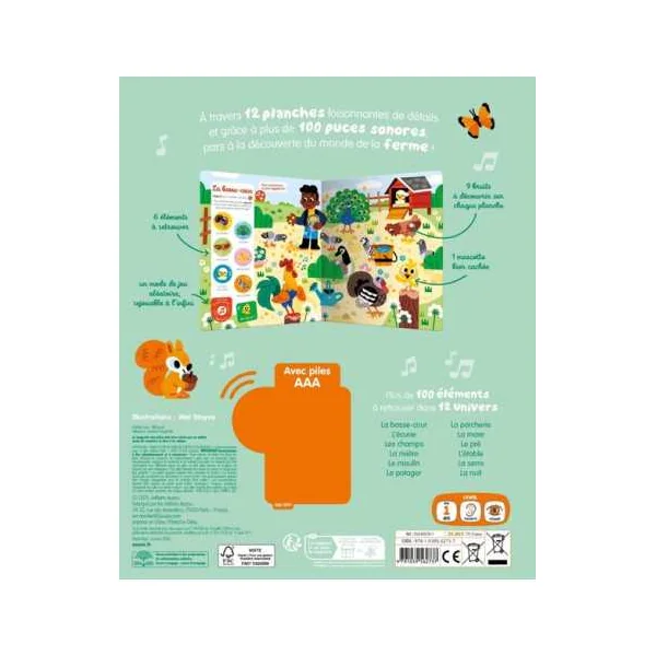 Livre sonore Cherche et trouve des tout-petits La ferme - Auzou