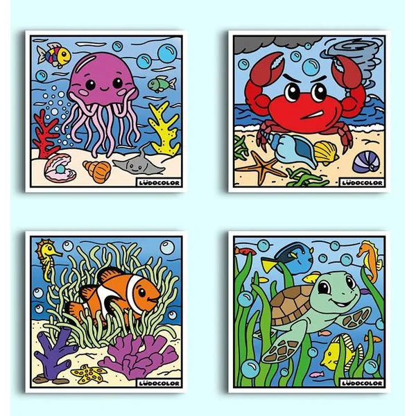 LOT DE 4 COLORIAGES VELOURS OCEAN