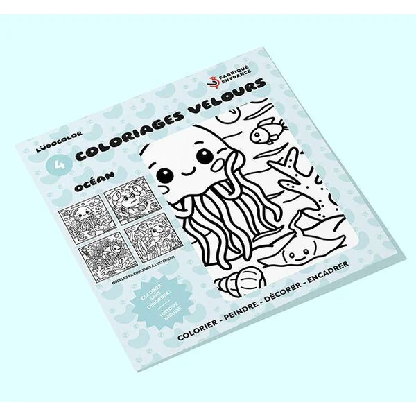 LOT DE 4 COLORIAGES VELOURS OCEAN