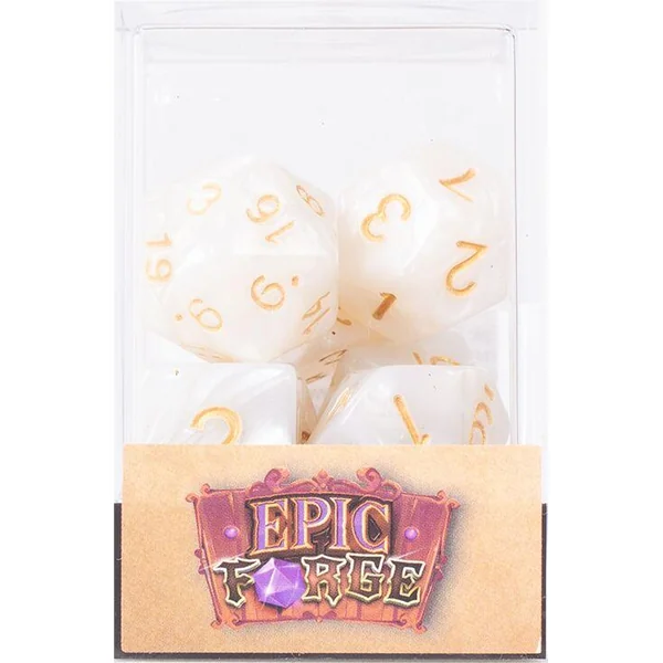 LOT DE 7 DES MULTIFORMAT – BLANC NACRE ET OR