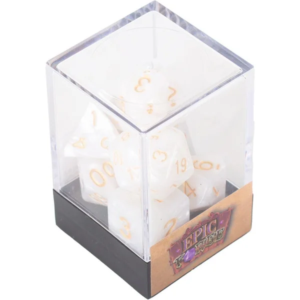 LOT DE 7 DES MULTIFORMAT – BLANC NACRE ET OR