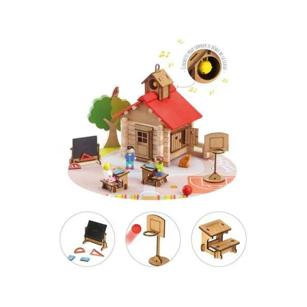 L'école du village 125 pièces - Jeujura - Jeu de construction en bois