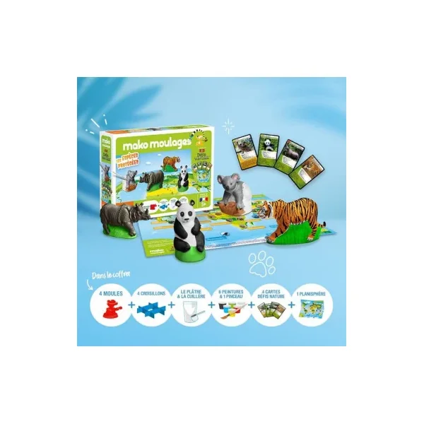 Mako Moulages Espèces Protégées | Kit 4 Animaux à Créer dès 5 ans
