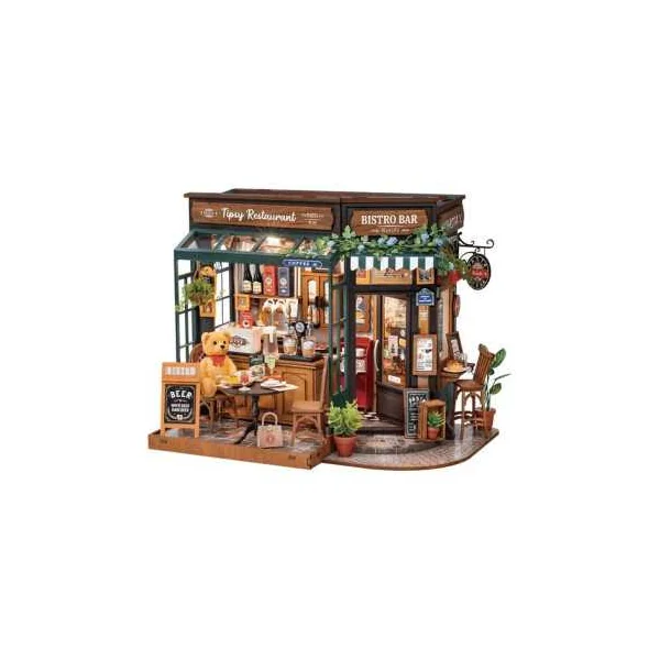 Maquette Book Nook Tipsy Restaurant Rolife | Puzzle 3D Bois LED