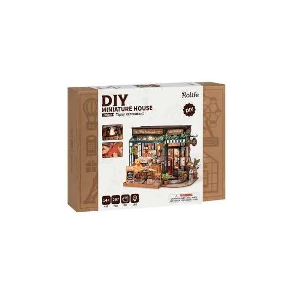 Maquette Book Nook Tipsy Restaurant Rolife | Puzzle 3D Bois LED