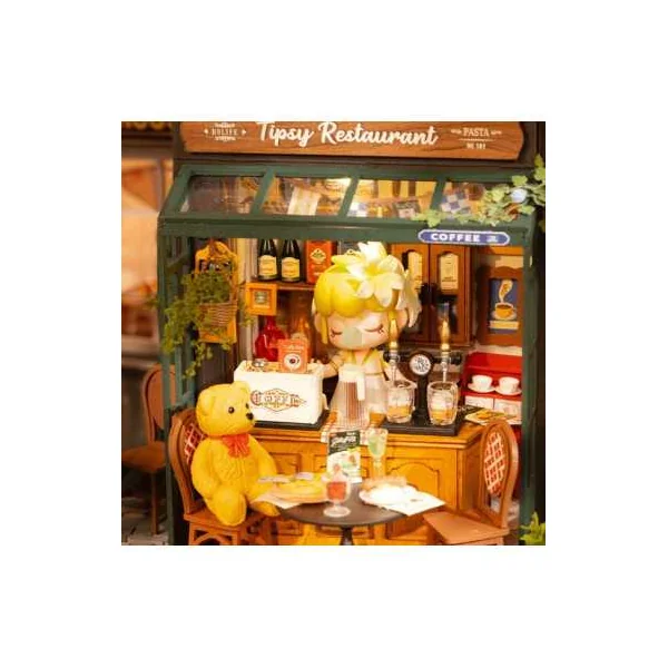 Maquette Book Nook Tipsy Restaurant Rolife | Puzzle 3D Bois LED