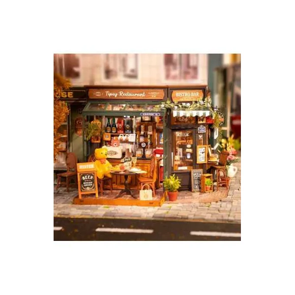 Maquette Book Nook Tipsy Restaurant Rolife | Puzzle 3D Bois LED