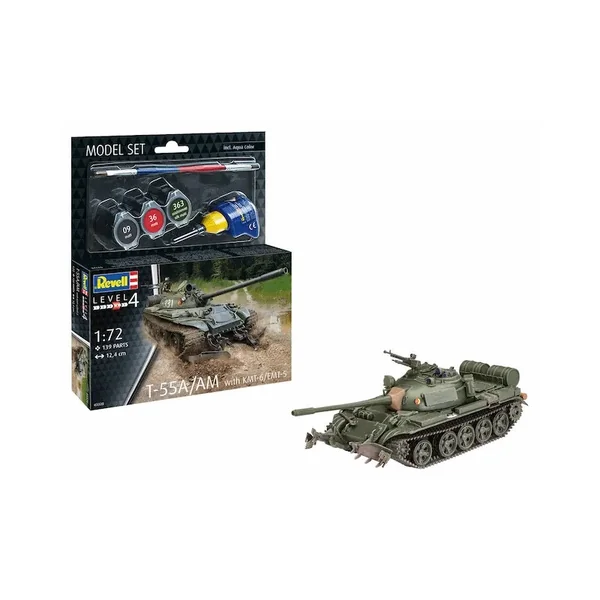 Maquette T-55A/AM avec KMT-6/EMT-5 Char militaire Level 4 échelle 1:72 - Revell
