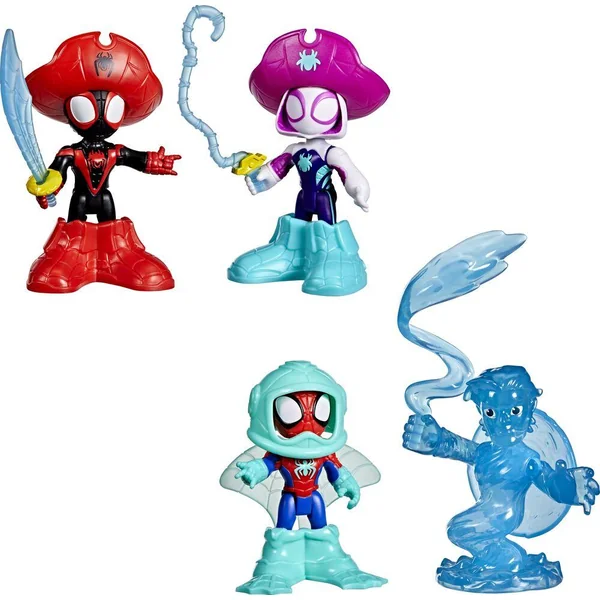 MARVEL SPIDEY ET SES AMIS EXTRANSFORMERS ORDINAIRES WATER-WEBS, 2 FIGURINES AVEC ACCESSOIRES