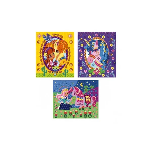 Mosaïque en mousse poneys et licornes - Les ateliers du calme Janod