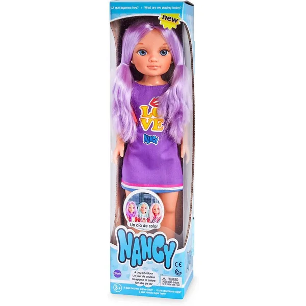 NANCY - POUPEE UN JOUR DE COULEUR - MODELE CHEVEUX VIOLET 42 CM