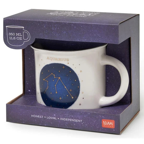 NEW BONE CHINA PORCELAIN MUG - COUNT YOUR LUCKY STARS - AQUARIUS