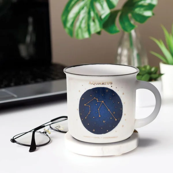 NEW BONE CHINA PORCELAIN MUG - COUNT YOUR LUCKY STARS - AQUARIUS