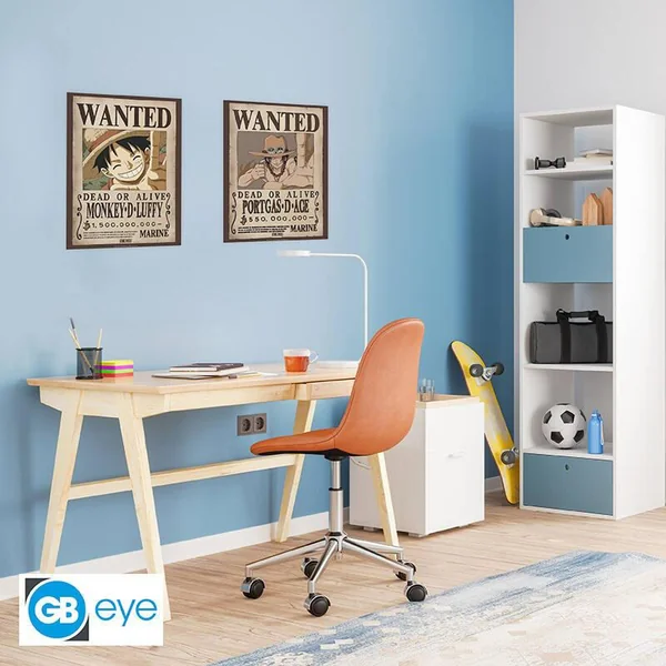 ONE PIECE SET 2 POSTERS CHIBI 52X38 WANTED LUFFY ET ACE