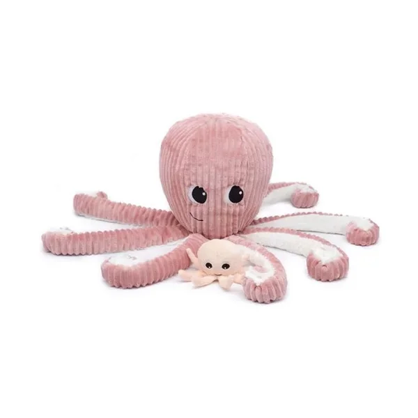 Peluche Les Ptipotos : Pieuvre Filou maman et son bébé rose