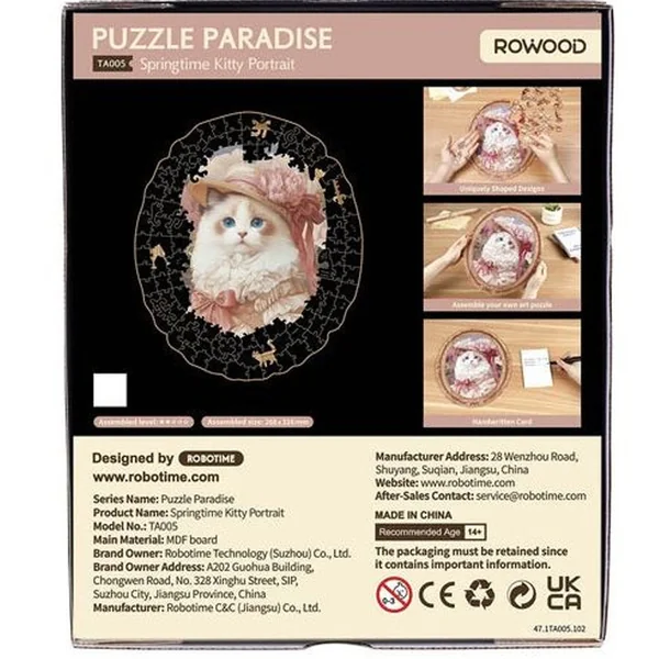 Puzzle en bois 200 pcs Portrait de chaton printanier - Rowood