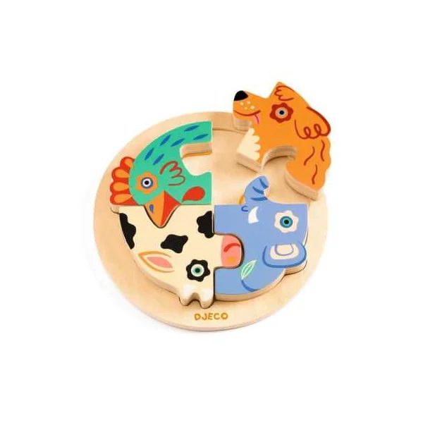 Puzzle en bois Rondo Dog - Djeco - Jouet en bois pour enfant dès 2 ans
