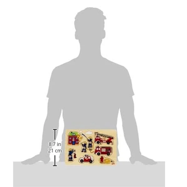 Puzzle à boutons en bois au feu les pompiers 8 éléments - Goki