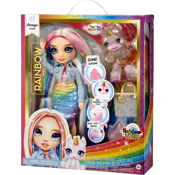 RAINBOW POUPEE MANNEQUIN AMAYA -ARC-EN-CIEL 27 CM AVEC COMPAGNON ET ACCESSOIRES