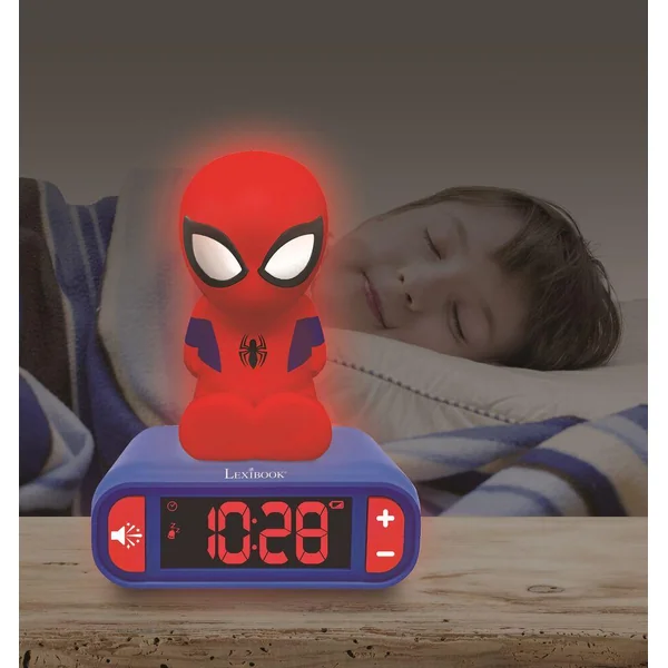 REVEIL AVEC VEILLEUSE EN 3D DESIGN SPIDERMAN ET EFFETS SONORES