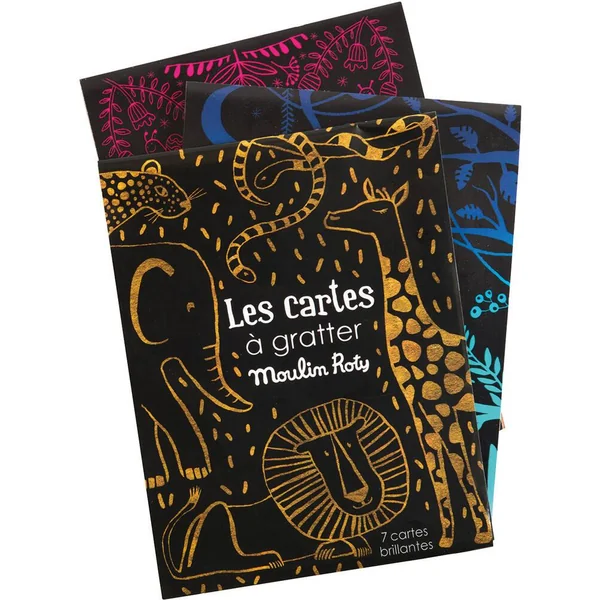 SET DE 7 CARTES A GRATTER OR ET ARGENT LES PETITES MERVEILLES