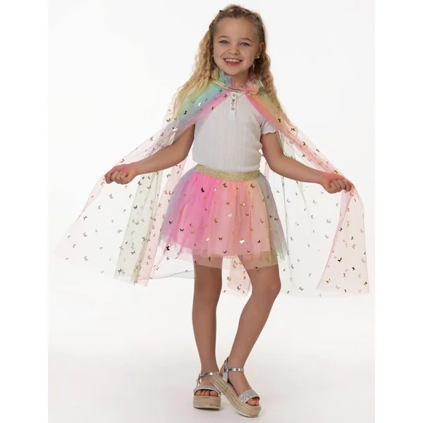 SET DEGUISEMENT CAPE ET TUTU ARC EN CIEL - TAILLE UNIQUE