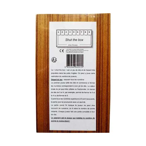 Shut the Box - Atelier Mikado - Jeu de dés en bois - De 6 à 99 ans
