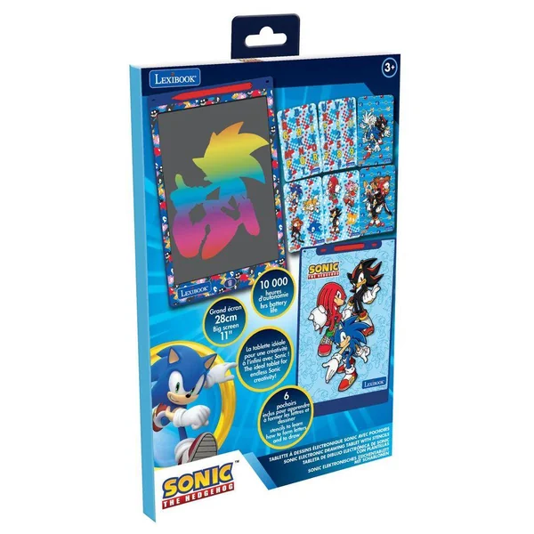 SONIC -TABLETTE A DESSINS E-INK MULTICOLORE 28CM AVEC POCHOIRS