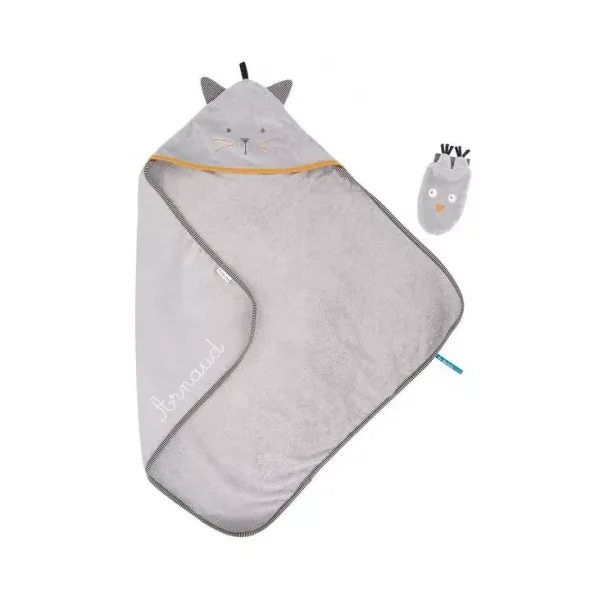 Sortie de bain grise Les moustaches - Moulin Roty