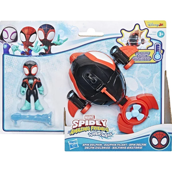 SPIDEY ET SES AMIS EXTRANSFORMERS ORDINAIRES - WATER-WEBS - FIGURINE ET VOITURE - DAUPHIN