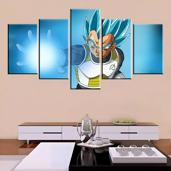 Tableau Dragon Ball Super avec Vegeta Super Saiyan Blue Multi Panneaux