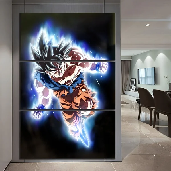 Tableau Moderne Dragon Ball Super Goku Ultra Instinct 3 Pièces