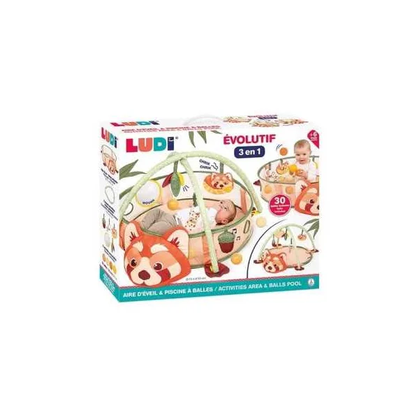 Tapis et Aire de Jeu Panda Roux Ludi | Éveil Bébé dès la Naissance
