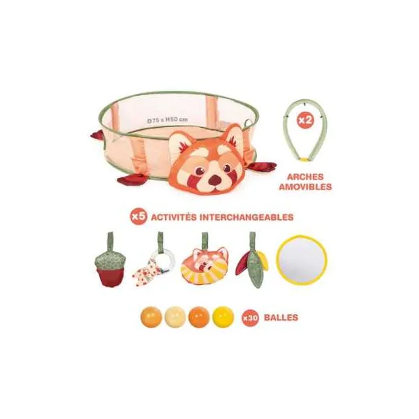 Tapis et Aire de Jeu Panda Roux Ludi | Éveil Bébé dès la Naissance