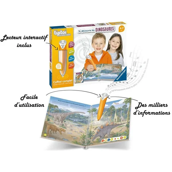 Tiptoi - Coffret complet lecteur interactif + Livre Je découvre les dinosaures