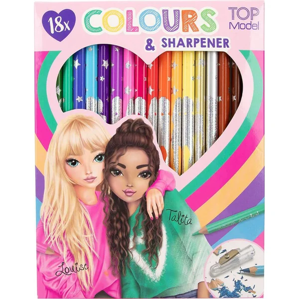 TOPMODEL SET DE 18 CRAYONS DE COULEUR AVEC TAILLE-CRAYON