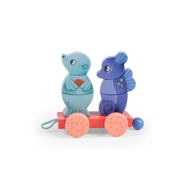 Train d'activités à tirer Après la pluie - Moulin Roty - Jouet en bois