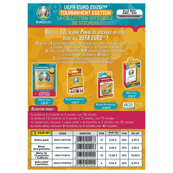 UEFA EURO 2020 STICKERS 2021 TOURNAMENT EDITION BLISTER