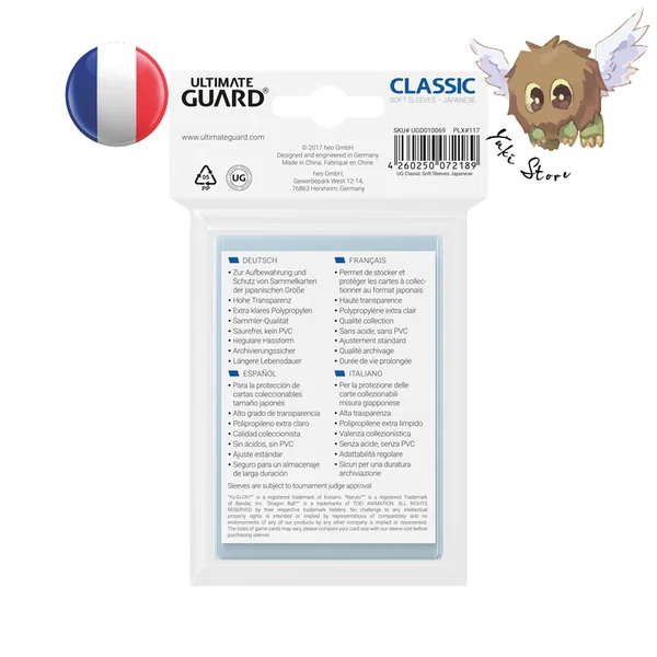 Ultimate Guard 100 sleeves souples pour cartes Yu-Gi-Oh et autres cartes au format japonais