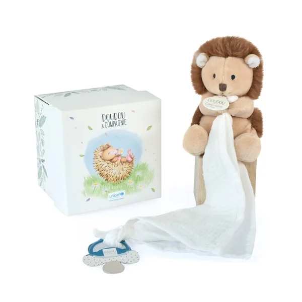 UNICEF Doudou attache sucette peluche Hérisson 12 cm - Doudou et Compagnie