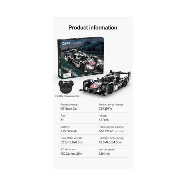 Voiture de sport GT Supercar CaDA | 427 Briques de Construction